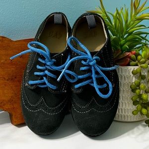 Boys GAP Toddler Size 9 Grey & Blue Suede Easter Oxford Dress Shoes
